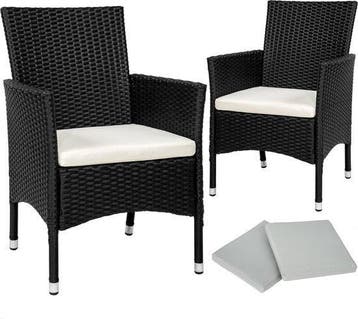 2dekans | tectake® - set van 2 Wicker tuinstoelen met 4, Ophalen of Verzenden, Nieuw