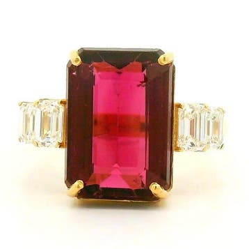 Ring - 14 karaat Geel goud - 5.55ct. tw. Toermalijn -, Nieuw