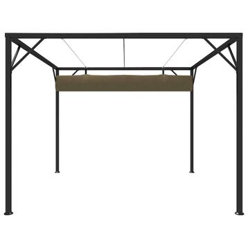 vidaXL Tuinprieel met uittrekbaar dak 180 g/m² 3x3 m taupe, Verzenden, Nieuw