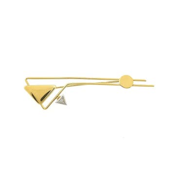 Bicolor gouden abstracte broche met diamant; 0,01 ct., Handtassen en Accessoires, Broches, Gebruikt, Ophalen of Verzenden, Met edelsteen