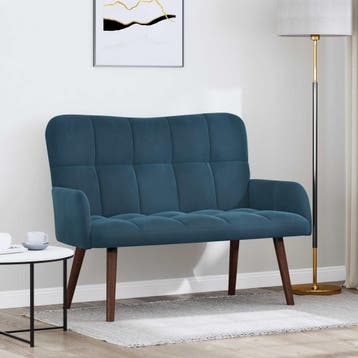 vidaXL 2-Zits Sofa Blauw 115 x 61 x 87 cm Fluweel, Verzenden, Nieuw