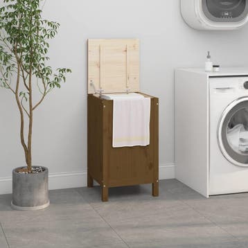 vidaXL Wasmand 44x44x76 cm massief grenenhout honingbruin, Verzenden, Nieuw