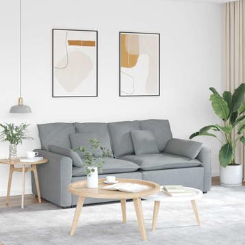 vidaXL Modulaire bank met kussens lichtgrijs, Huis en Inrichting, Zetels | Voetbanken en poefs, Verzenden, Nieuw