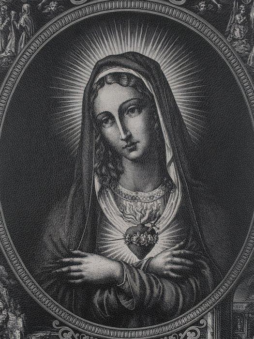 Cuore Immacolato – Afdruk op Leer 84,50 x 68,00 CM -, Antiek en Kunst, Antiek | Boeken en Manuscripten