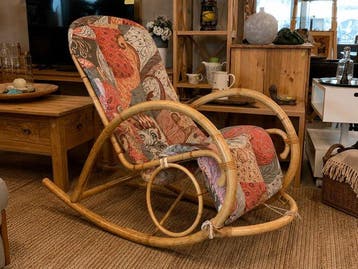 Chaise - Bois de soie - Fauteuil à bascule vintage en bambou