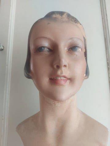Mannequin - Antieke art-deco mannequin buste , gips - Plâtre, Antiek en Kunst
