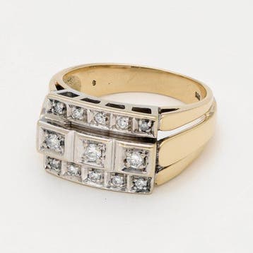 Ring - 14 karaat Geel goud Diamant (Natuurlijk)