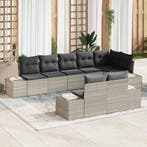 vidaXL Tuinbank Set met opslag 8 pcs Lichtgrijs Poly rattan, Verzenden