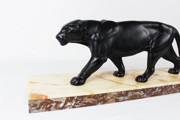 Alexandre Ouline - Sculpture, Art Deco Panther - 50 cm -
