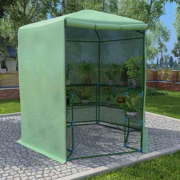 vidaXL Tuinkas met schappen 227x223 cm staal, Jardin & Terrasse, Verzenden