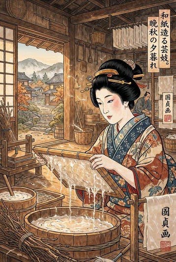 The Washi Artisan - Ukiyo-e Pop Art - Gesigneerd en