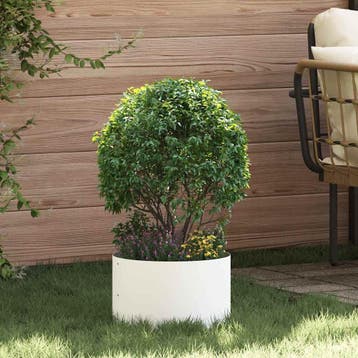 vidaXL Plantenring Wit 30 x 30 x 20 cm Koudgewalst staal, Tuin en Terras, Verzenden, Nieuw