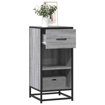 vidaXL Dressoir 35,5x35x76 cm bewerkt hout en metaal grijs, Verzenden