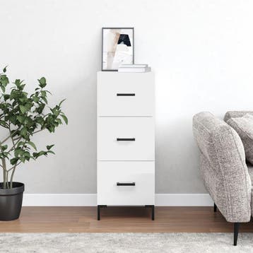 vidaXL Dressoir 34,5x34x90 cm bewerkt hout hoogglans wit, Huis en Inrichting, Kasten | Dressoirs, Verzenden, Nieuw