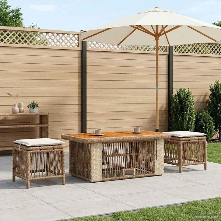 vidaXL Tuin Eettafel Set met kussen 4 pcs Beige en Crème, Jardin & Terrasse, Ensembles de jardin, Envoi