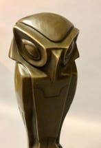 sculptuur, Art Deco Uil naar Altorf - 33 cm - Brons