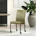Set van 10 Leren eetkamerstoelen Comfort met wieltjes -, Ophalen of Verzenden, Nieuw, Leer