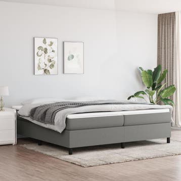 vidaXL Boxspring bed stof donkergrijs 200x200 cm, Verzenden