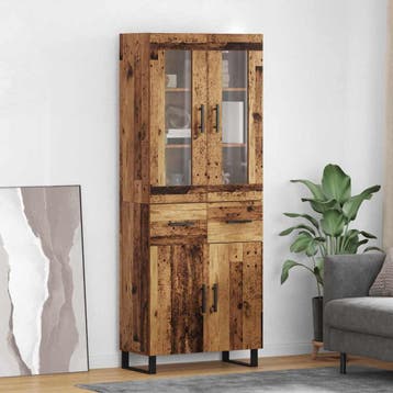 vidaXL Highboard 2 st Oud Hout 69,5 x 34 x 180 cm Bewerkt, Verzenden