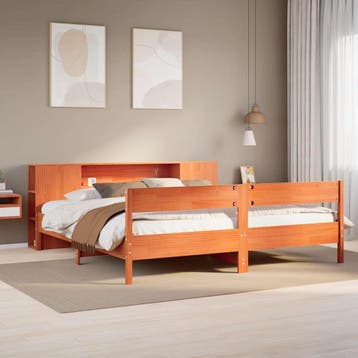 vidaXL Bed met boekenkast zonder matras grenenhout wasbruin, Huis en Inrichting, Verzenden, Nieuw
