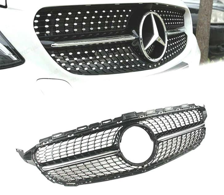 Calandre Pour Mercedes W205 C205 19- Look Diamond Noir, Auto-onderdelen, Carrosserie, Verzenden