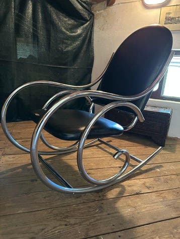Chaise à bascule - tubulaire chromé, ecopelle - style des