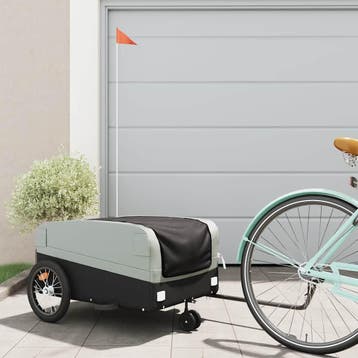 vidaXL Fietstrailer 45 kg ijzer zwart en grijs, Verzenden, Nieuw