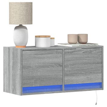 vidaXL Tv-wandmeubel met LED 80x31x35 cm grijs sonoma, Huis en Inrichting, Kasten |Televisiemeubels, Verzenden, Nieuw