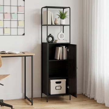 vidaXL Highboard Zwart eiken 40 x 33 x 161 cm Bewerkt hout, Huis en Inrichting, Verzenden, Nieuw