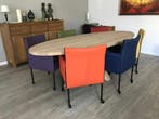 Set van 6 leren kuip eetkamerstoelen in verschillende, Ophalen of Verzenden