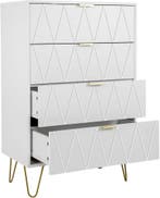 Commode - Dressoir - Ladekast - 60x34,5x91 cm - Wit - UEV, Verzenden, Nieuw