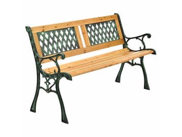 Veiling - 2 Zits tuinbank - Sanremo ruitmotief - Espenhout g, Tuin en Terras, Nieuw