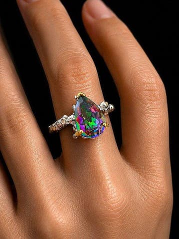 Zilver, 925 Mystic Quartz - Ring - Fantasieontwerp