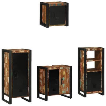 vidaXL Badkamermeubel Set met lade 4 pcs Massief, Huis en Inrichting, Badkamer | Badkamermeubels, Verzenden, Nieuw