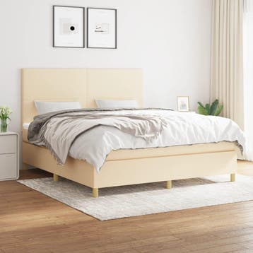 vidaXL Boxspring met matras stof crèmekleurig 160x200 cm, Verzenden, Nieuw