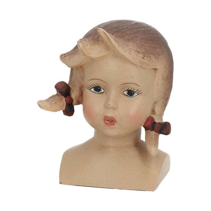 Beeldje - Doll head - Polychroom, Antiek en Kunst, Kunst | Designobjecten