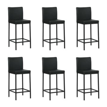 Set van 6 Leren barkruk Break laag - Toledo Nero (zwart) -, Nieuw, Leer, Ophalen of Verzenden, 90 cm of meer