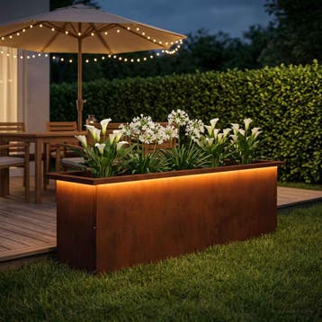 vidaXL Tuinplantenbak met led Roestkleurig 30 x 100 x 30 cm, Verzenden, Nieuw