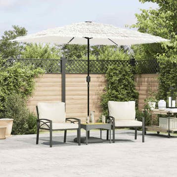 vidaXL Parasol met stalen paal 300x200x250 cm wit, Verzenden