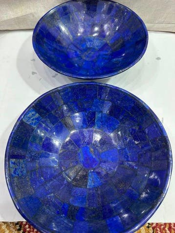Natuurlijke lapis lazuli mozaïek Kom - Breedte: 80 mm- 1300