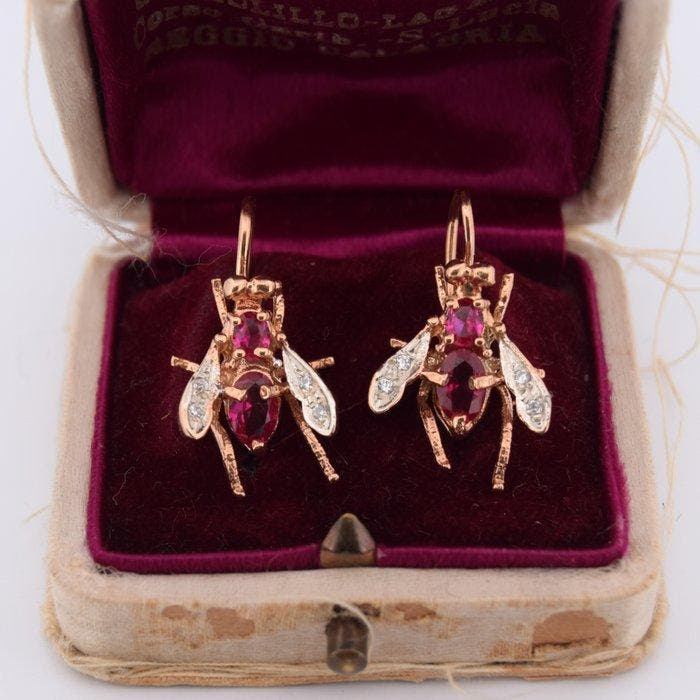 Zonder minimumprijs - Oorbellen - 9 kt. Roségoud - 1.90ct., Bijoux, Sacs & Beauté, Boucles d'oreilles