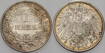 1 Mark 1910 D Kleinmunten-kaiserreich Grosser Adler, Verzenden, België