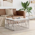 vidaXL Salontafel 80x80x40 cm roestvrij staal en glas, Huis en Inrichting, Verzenden, Nieuw