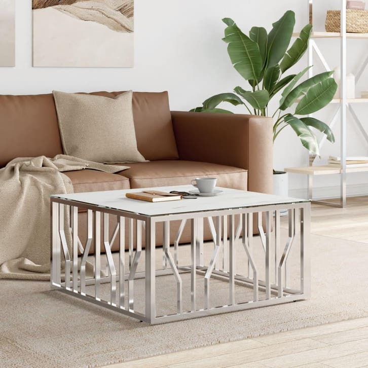 vidaXL Salontafel 80x80x40 cm roestvrij staal en glas, Huis en Inrichting, Tafels | Salontafels, Nieuw, Verzenden