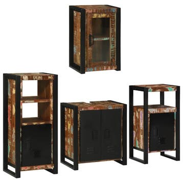 vidaXL Badkamermeubel Set 4 pcs Multikleur Massief, Verzenden, Nieuw
