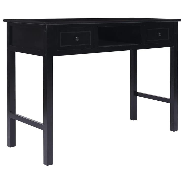 vidaXL Bureau 108x45x76 cm massief paulowniahout zwart, Huis en Inrichting, Bureaus, Nieuw, Verzenden