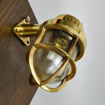 Wandlamp - Messing, Glas - Industrieel kooi-lamp