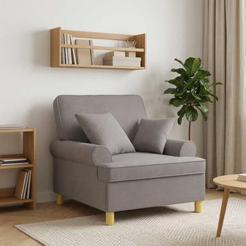vidaXL XL fauteuil met kussens Taupe Stof, Verzenden
