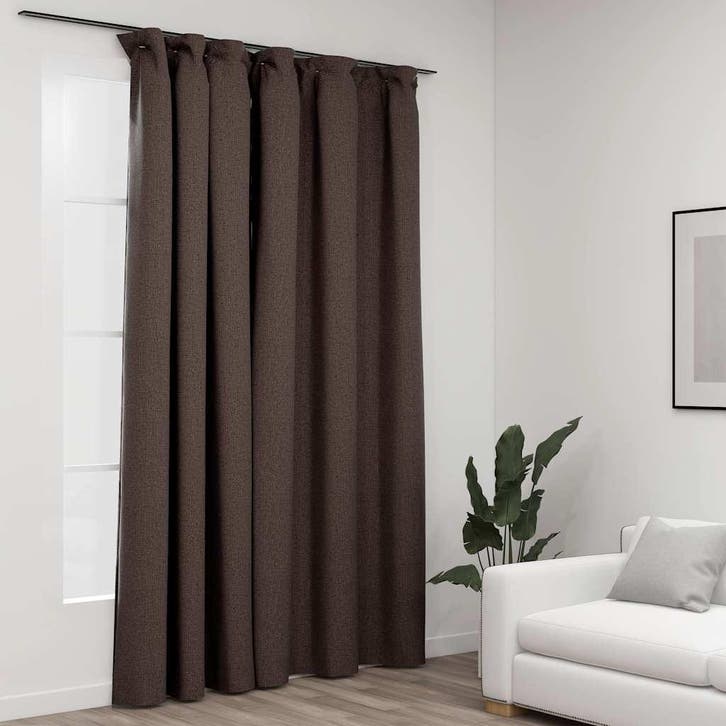 vidaXL Gordijn linnen-look verduisterend met haken 290x245, Huis en Inrichting, Stoffering | Gordijnen en Lamellen, Nieuw, Verzenden