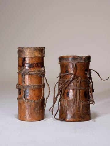 Set van twee eburi-vetcontainers – Turkana – Kenia – hout,, Antiek en Kunst